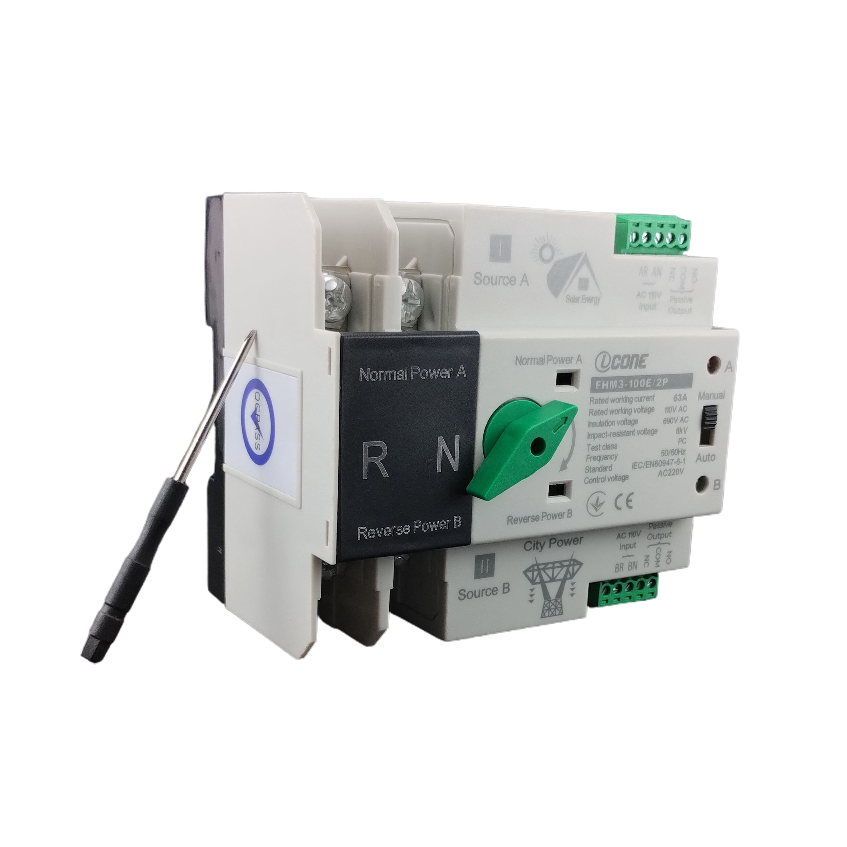 Chave de Transferência Automática 63A 2P 110V - FHM3-100E/2P ICONE