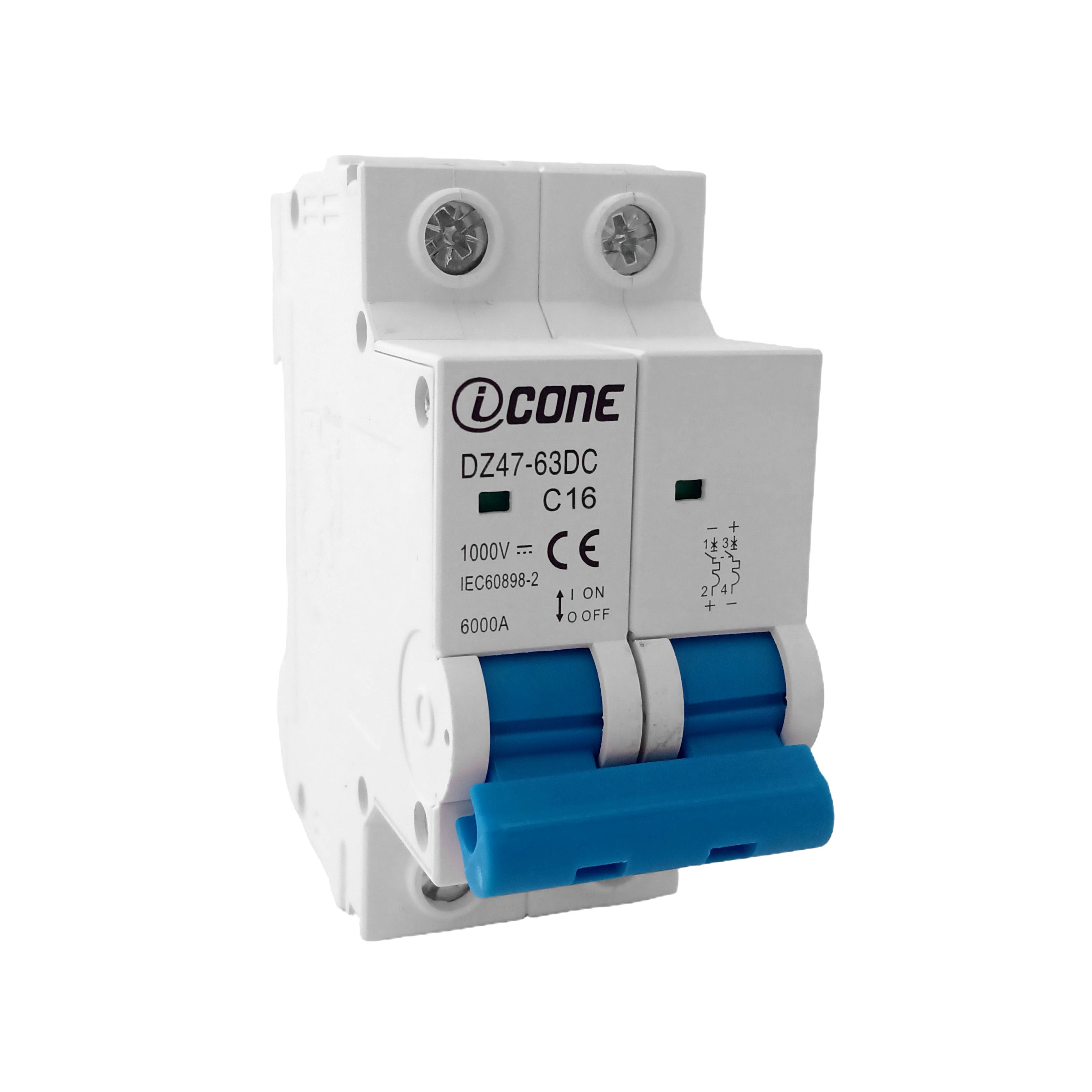 Disjuntor Bipolar LKX  16A 1000V  - Corrente Contínua - DZ47-63DC